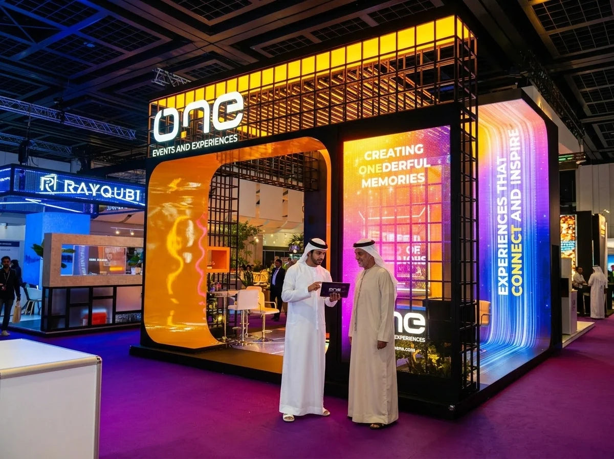 Island exhibition stand designed and built by ONE Events & Experiences